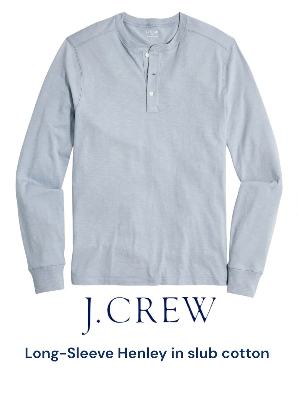 J. Crew Long-sleeve henley in slub cotton • Size M • Light Blue • Never Worn